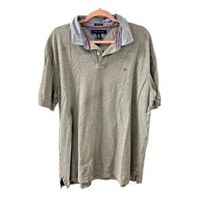 Tommy Hilfiger‎ Polo Shirt Custom Fit Men's Size XXL Gray Short Sleeve